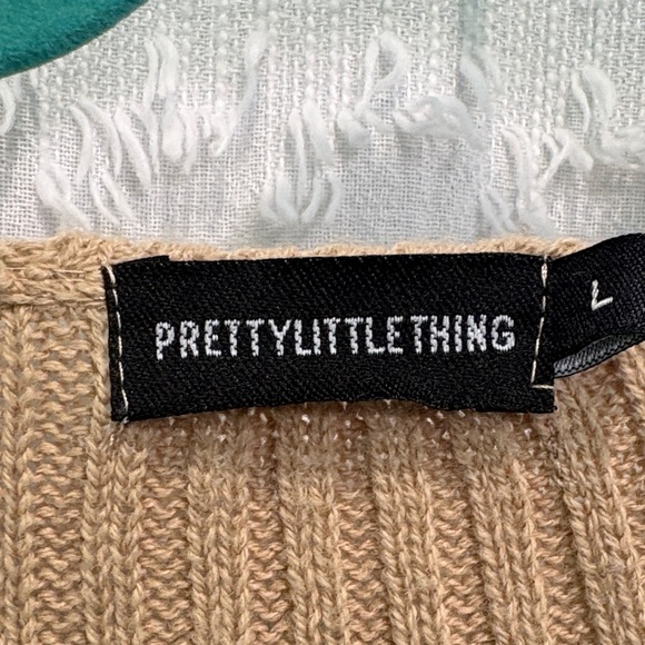 PrettyLittleThing Camel Ribbed Cardigan - Picture 2 of 5